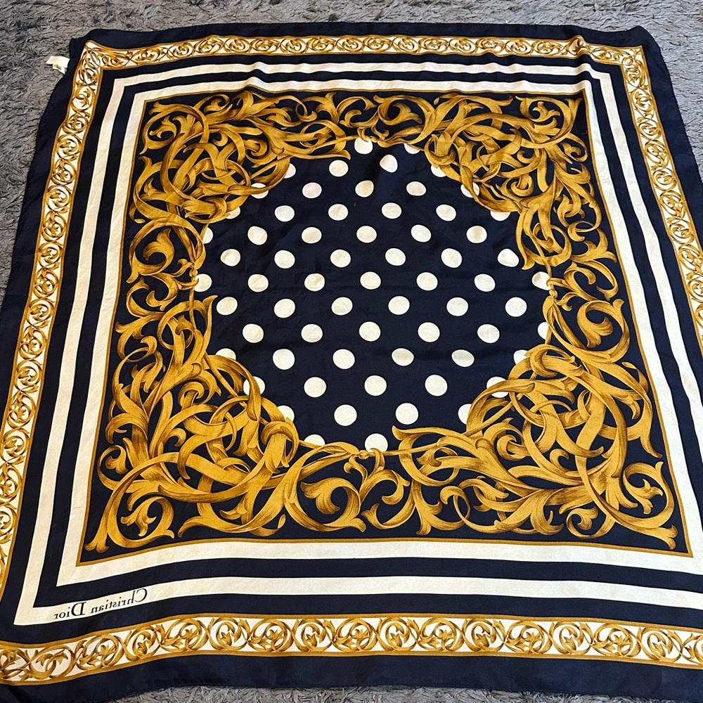 Dior Black and Gold Scarf